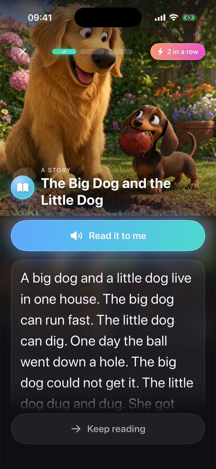 A story: The Big Dog and the Little Dog, with Read it to me